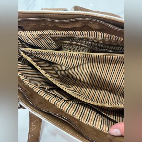 Y2K Italian Design Brown Shoulder Bag Faux Leather Spacious Everyday Handbag - Picture 9 of 12